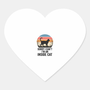 Funny Inside Cat Vintage Cat Lover Design_1 Heart Sticker