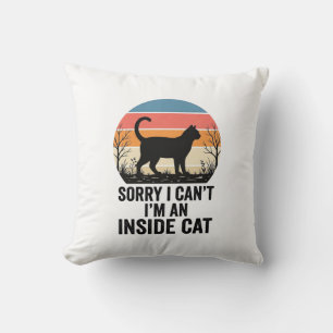 Funny Inside Cat Vintage Cat Lover Design_1 Throw Pillow