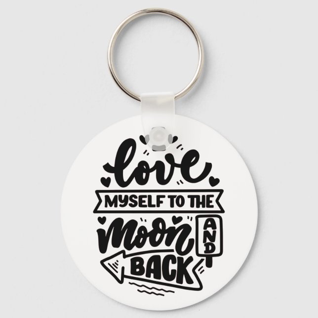 Funny Inspirational Calligraphy Button Keychain (Front)