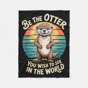 Funny Inspirational Otter Positivity Motivational Fleece Blanket