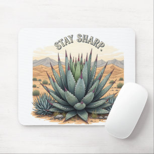 Funny Inspirational Stay Sharp Succulent Office Mouse Pad