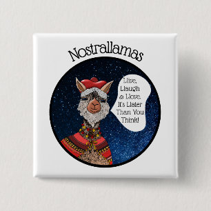 Funny & Inspiring Nostrallamas   Llama Nostradamus 2 Inch Square Button