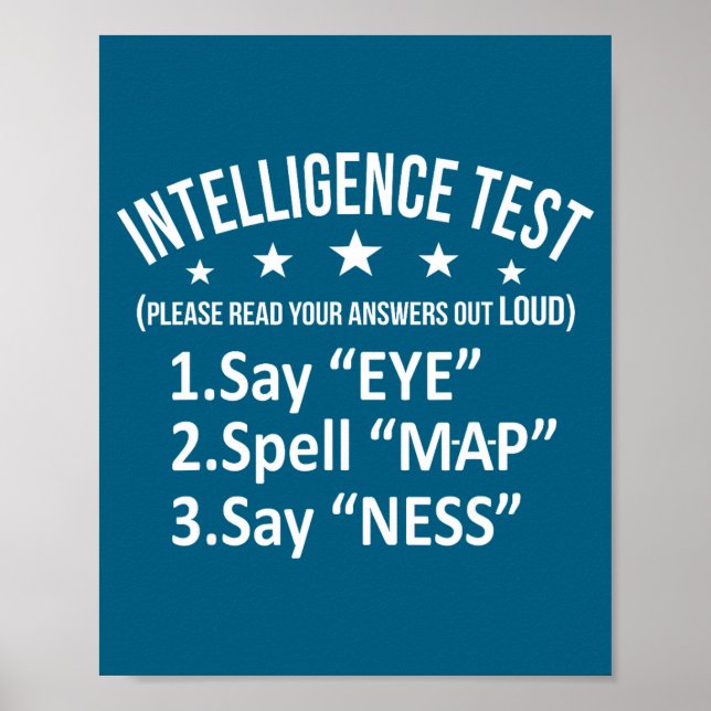 Funny Intelligence Test Humor Sarcasm Short Poster (Front)