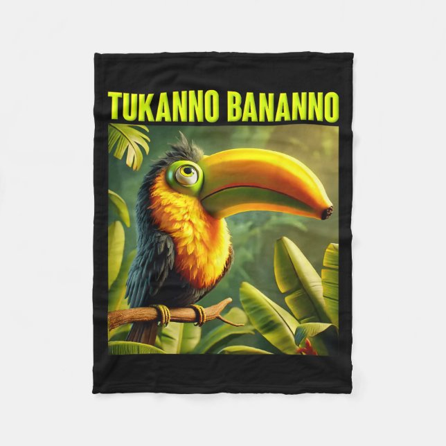 Funny internet meme tukanno bananno ai generated fleece blanket (Front)