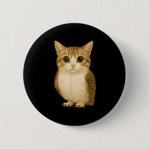 Funny Internet Trendy Meme Cursed Cat Owl Hybrid  2 Inch Round Button