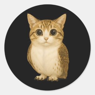 Funny Internet Trendy Meme Cursed Cat Owl Hybrid  Classic Round Sticker