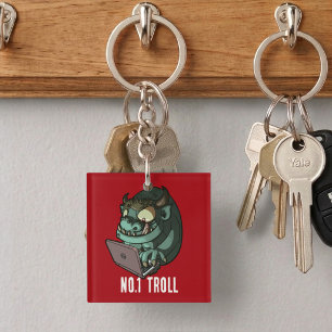 Funny Internet Troll Number 1 Troll Laptop Cartoon Keychain
