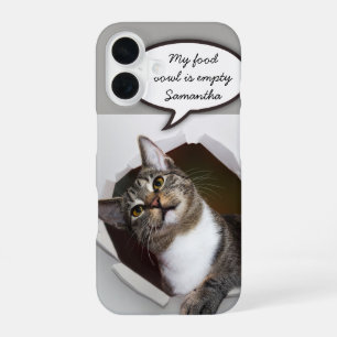 Funny Interrupting Cat Personalized Message iPhone 16 Case