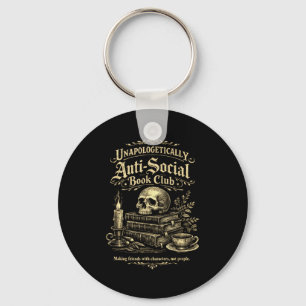 Funny introvert book club bookworms party costume keychain