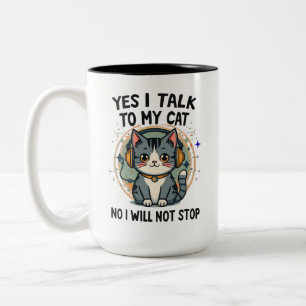 Funny Introvert Cat Lover Quote Cute Cat Humour Two-Tone Coffee Mug