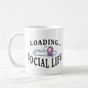 Funny Introvert Coffee Mug - Loading Social Batter