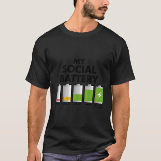 Funny Introvert Gift My Social Battery With People T-Shirt