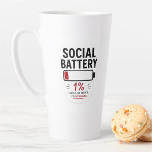 Funny Introvert Latte Mug   Social Battery Low