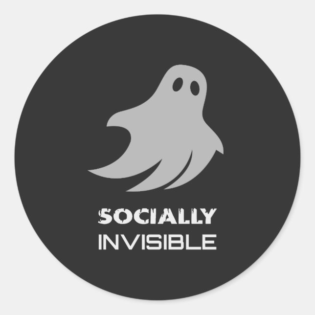 Funny Introvert Spooky Ghost Classic Round Sticker (Front)