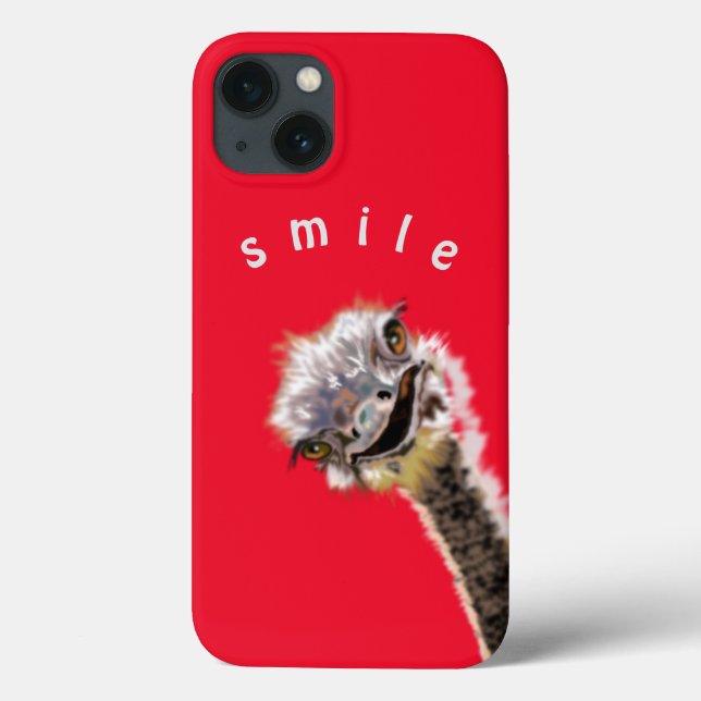 Funny iPhone Case Happy Ostrich - Smile (Back)
