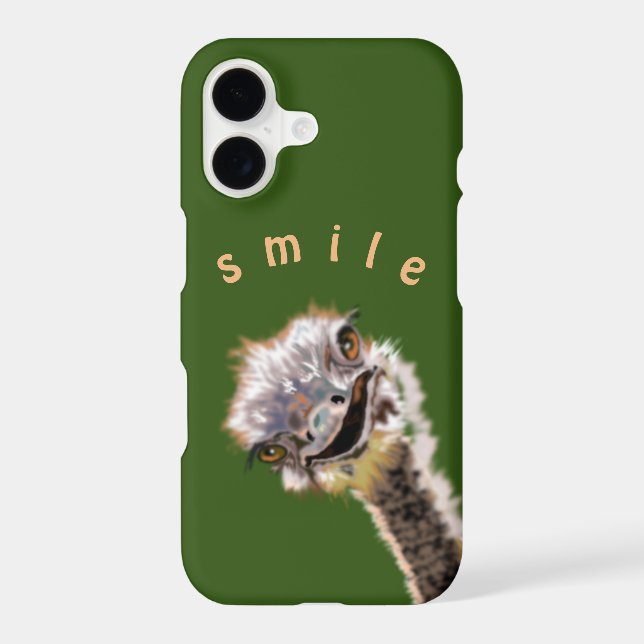 Funny iPhone Case Playful Ostrich Smile Your Colou (Back)