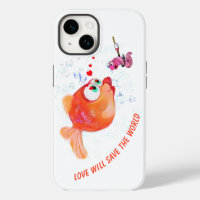 Funny iPhone Case with Playful Fish and Worm
