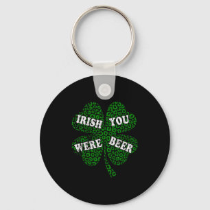 Funny irish beer shamrock cheetah st.patrick's day keychain