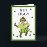 Funny Irish Birthday Card<br><div class="desc">Funny birthday card poem and cute cartoon cat dancing the Irish jig. Edit text to add name.</div>