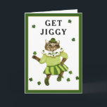 Funny Irish Birthday Card<br><div class="desc">Funny birthday card poem and cute cartoon cat dancing the Irish jig. Edit text to add name.</div>