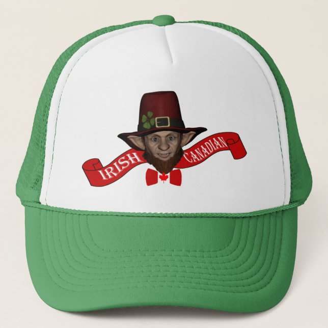 Funny Irish Canadian St Patrick's day Trucker Hat (Front)