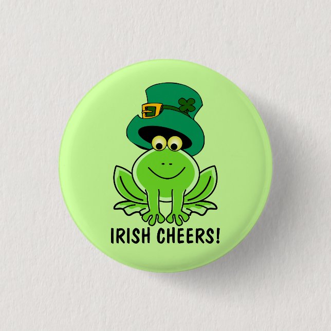Funny Irish Cheers Cartoon Frog St. Patrick's Day 1 Inch Round Button (Front)