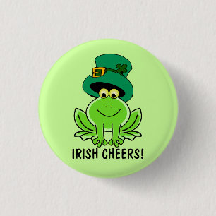 Funny Irish Cheers Cartoon Frog St. Patrick's Day 1 Inch Round Button
