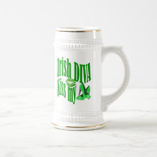 Funny Irish diva St Patrick's day Beer Stein