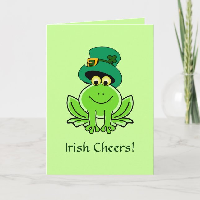 Funny Irish Frog Leprechaun Hat Card (Front)