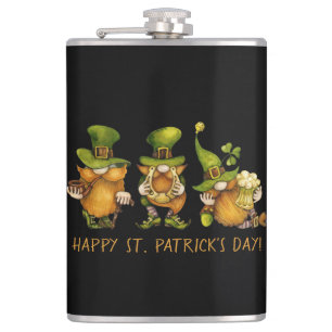 Funny Irish Gnomes Happy St Patrick's Day Hip Flask