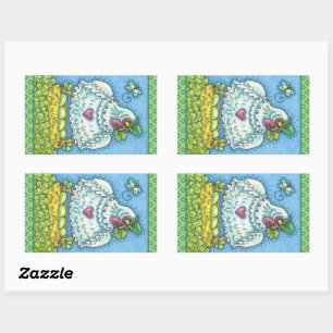 FUNNY IRISH HEN, GREEN EGGS AND SHAMROCKS CUTE STICKER