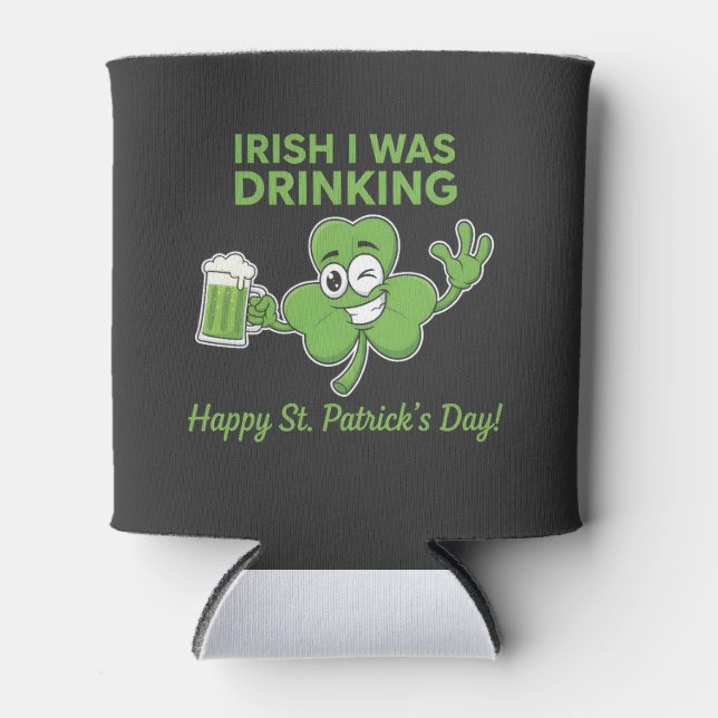 Funny Irish I Was Drinking St. Patrick's Day Humou Can Cooler (Front)