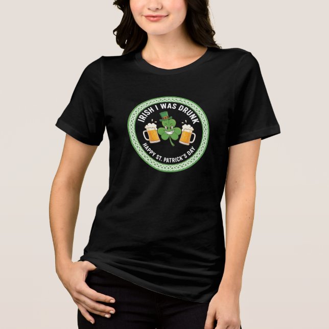 Funny Irish I Was Drunk St. Patrick's Day Design Tri-Blend Shirt (Front)