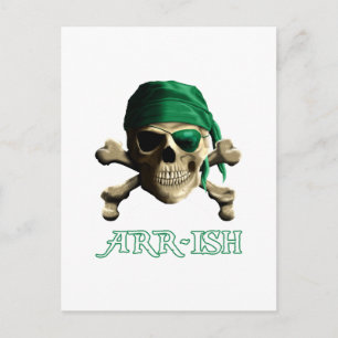 Funny Irish Jolly Roger Pirate Skull ARR-ISH Postcard