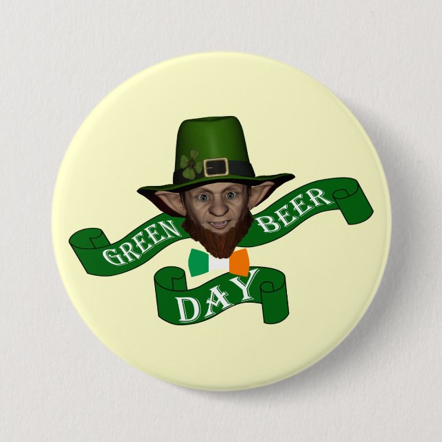 Funny Irish leprechaun 3 Inch Round Button (Front)