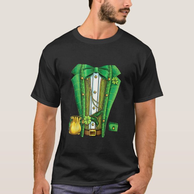 Funny Irish Leprechaun Costume Suit Tuxedo St Patr T-Shirt (Front)