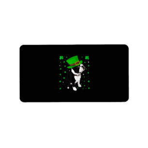 Funny Irish Leprechaun Hat Boston Terrier Label