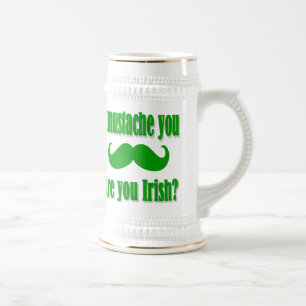 Funny Irish mustache St Patrick's day Beer Stein