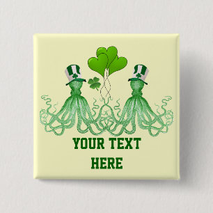Funny Irish octopi St Patrick's day 2 Inch Square Button