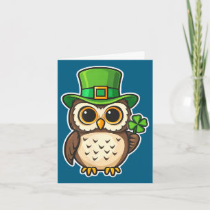 Funny irish owl st patrick's day lucky charm  card