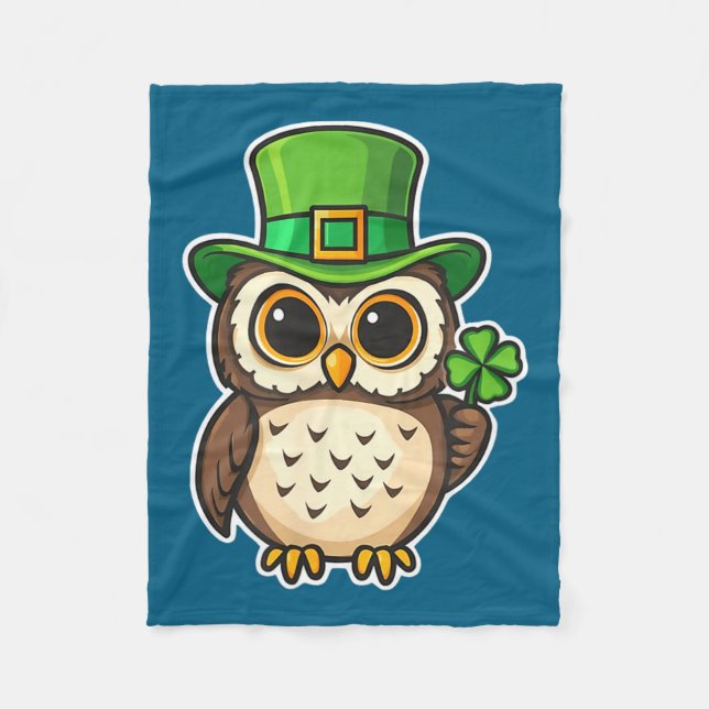 Funny irish owl st patrick's day lucky charm  fleece blanket (Front)
