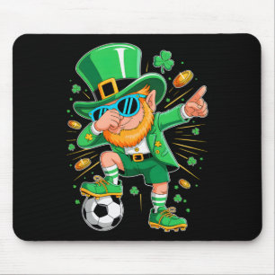 Funny Irish Playing Soccer Men Kids Boys St Patric Mouse Pad