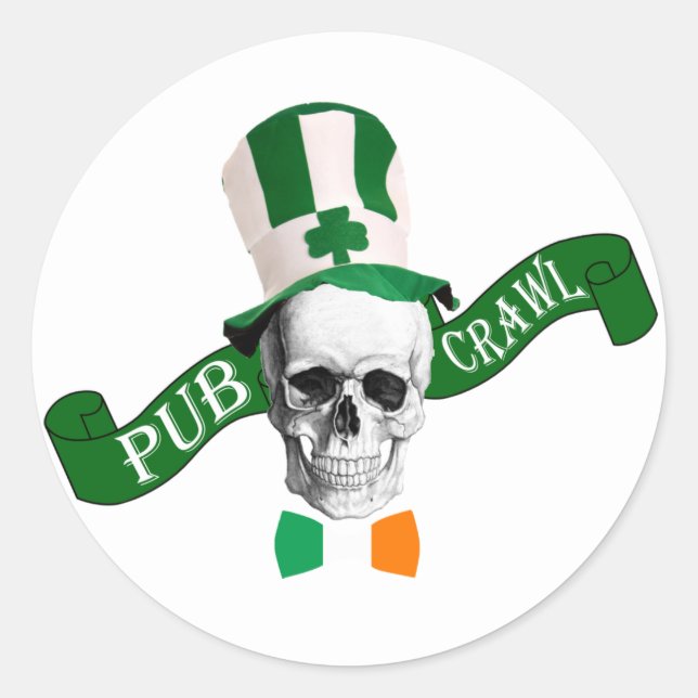 Funny Irish pub crawl Classic Round Sticker (Front)