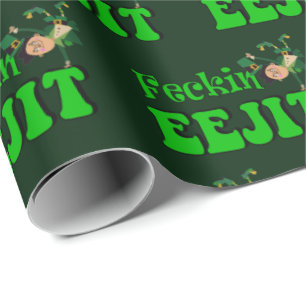 funny Irish rude insult feckin eejit Wrapping Paper