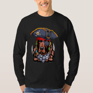 Funny Irish Setter Dog In Pirate Hat With Two Swor T-Shirt