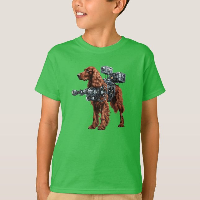 Funny Irish Setter Robot Kid's T-Shirt (Front)