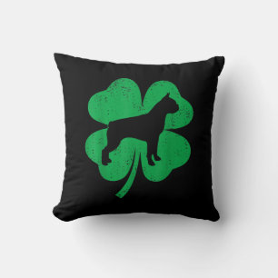 Funny Irish Shamrock Leaf Boston Terrier Throw Pillow