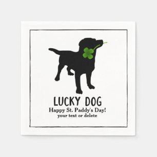 Funny Irish St. Patrick's Day Black Lab Lucky Dog Napkin