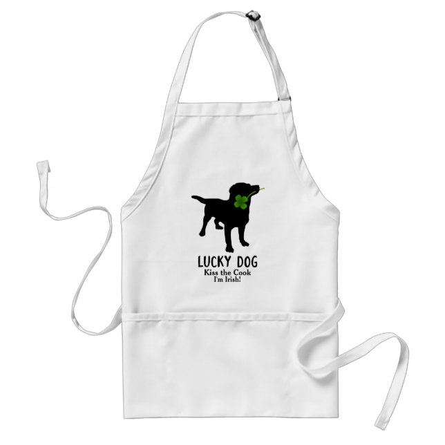 Funny Irish St. Patrick's Day Black Lab Lucky Dog Standard Apron (Front)
