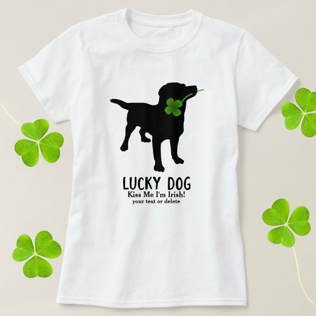 Funny Irish St. Patrick's Day Black Lab Lucky Dog T-Shirt (Creator Uploaded)